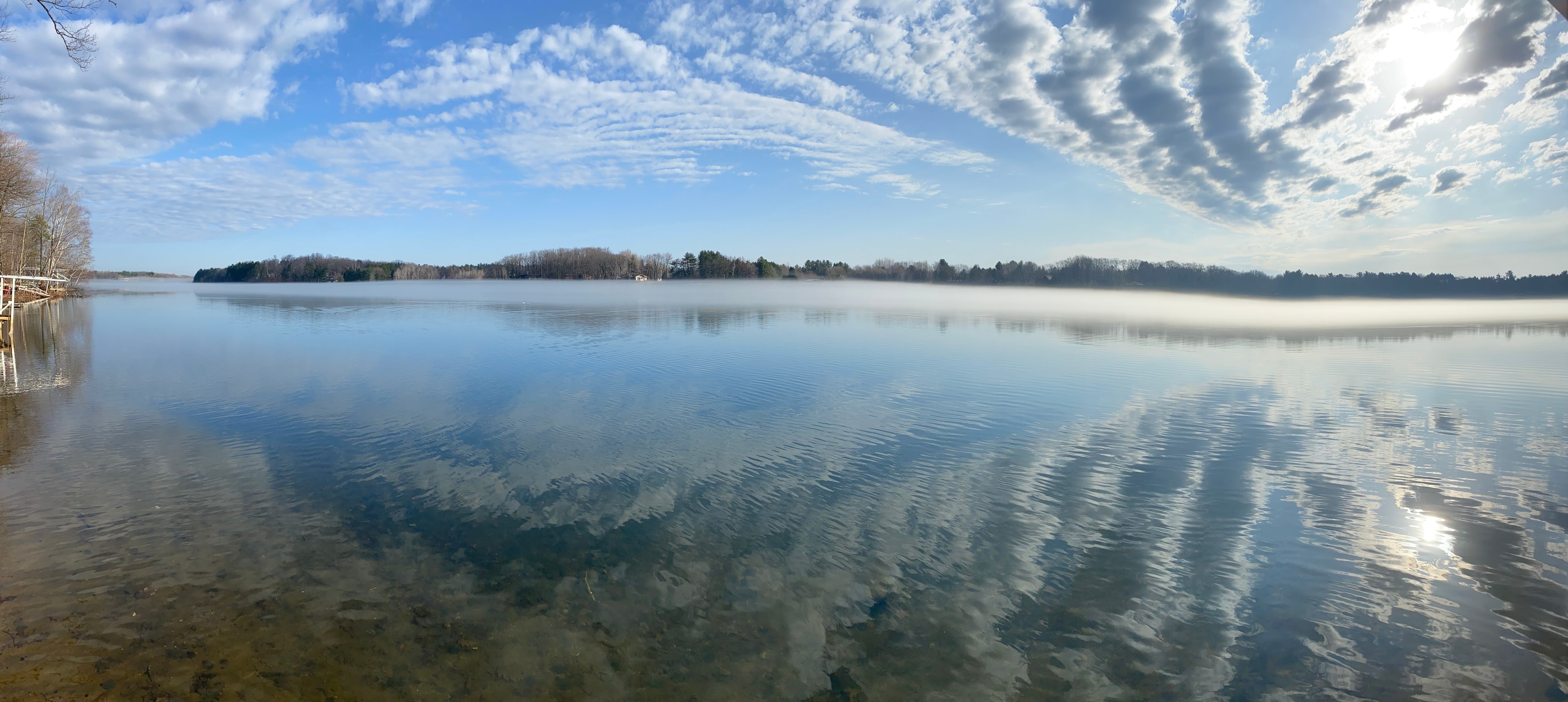 Squash Lake morning mist panoramic